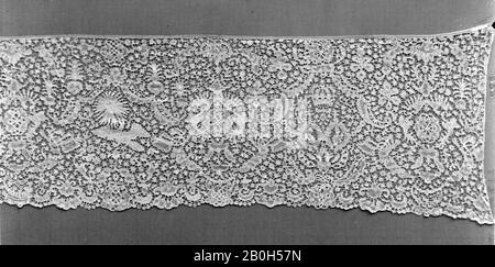 Once, flamande, Bruxelles, début du XVIIIe siècle, flamande, Bruxelles, dentelle Bobbin, L. 83 x W. 10 3/4 pouces (210,8 x 27,3 cm), textiles-lacets Banque D'Images