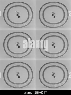 Plateau (faisant partie d'un service), chinois, pour le marché britannique, CA. 1790, chinois, pour le marché britannique, porcelaine à pâte dure, Total : 9 5/8 × 10 7/8 po. (24,4 × 27,6 Cm), Céramique-Porcelaine-Exportation Banque D'Images
