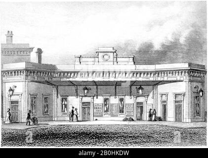 Une gravure du Brighton Railway Station London Bridge numérisé à haute résolution à partir d'un livre imprimé en 1851. Considéré comme libre de droits d'auteur. Banque D'Images