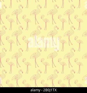 Illustration vectorielle de motif sans couture Flamingo. Joli rose Flamingo sur fond jaune Illustration de Vecteur