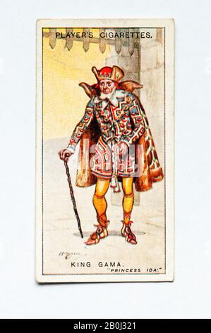 La carte à cigarettes du joueur dans la série Gilbert & Sullivan montre le caractère du roi Gama de la princesse Eam. Émise en 1926. Banque D'Images