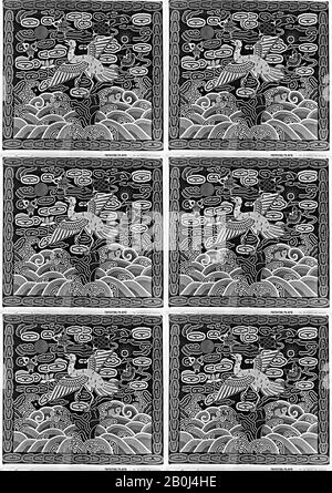 Insigne de rang de femme avec OIE sauvage, Chine, dynastie Qing (1644–1911), Date fin XVIIIe–début XIXe siècle, Chine, soie sur soie, 10 1/4 x 11 1/4 po. (26,04 x 28,57 cm), textiles brodés Banque D'Images