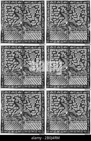 Insigne de rang avec l'OIE sauvage, Chine, dynastie Qing (1644–1911), Date fin XVIIIe–début XIXe siècle, Chine, soie, fil métallique sur soie, 11 3/4 x 12 po. (29,84 x 30,48 cm), textiles brodés Banque D'Images