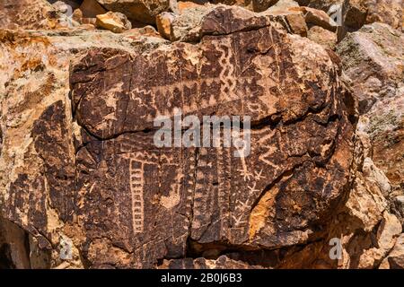 Pétroglyphes à Parowan Gap, Red Hills près de Parowan, Utah, USA