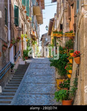 Vue panoramique dans le village de Vallerano, province de Viterbo, Lazio, Italie. Banque D'Images