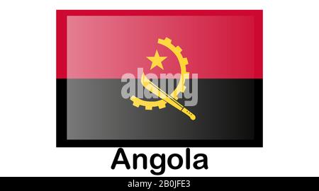 Illustration De l'Icône du drapeau de l'Angola.Angola,drapeau national du pays de l'Angola isolé, bannière Illustration de Vecteur