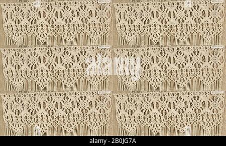 Fragment, peut-être italien, du XVIIe au XVIIIe siècle, peut-être italien, Macrame, L. 9 x W. 6 pouces, 11,4 x 10,2 cm, textiles-lacets Banque D'Images