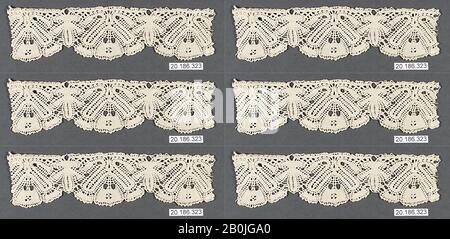 Bordure, italien, Abruzzi, XVIIIe siècle, italien, Abruzzi, dentelle Bobbin, L. 6 1/2 x W. 1 1/2 pouces (16,5 x 3,8 cm), textiles-lacets Banque D'Images