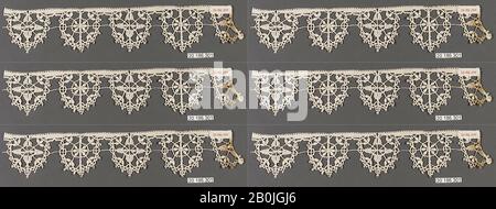 Bordure, italienne, Gênes, XVIIe siècle, italienne, Gênes, dentelle Bobbin, L. 9 x W. 1 3/4 pouces (22,9 x 4,4 cm), textiles-lacets Banque D'Images