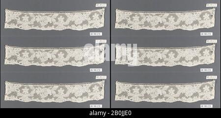 Fragment, français, XVIIIe siècle (?), français, dentelle Bobbin, L. 9 1/4 x W. 1 3/4 pouces (23,5 x 4,4 cm), textiles-lacets Banque D'Images