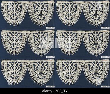 Bordure, italienne, Gênes, XVIIe siècle, italienne, Gênes, dentelle Bobbin, L. 7 x W. 3 1/2 pouces (17,8 x 8,9 cm), textiles-lacets Banque D'Images