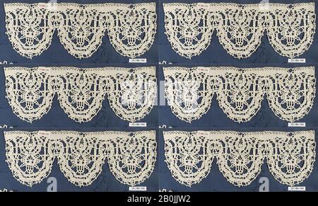 Bordure, italienne, Gênes, XVIIe siècle, italienne, Gênes, dentelle Bobbin, L. 10 x W. 3 1/2 pouces (25,4 x 8,9 cm), textiles-lacets Banque D'Images