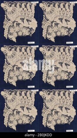 Fragment, français, début du XVIIIe siècle, français, dentelle à aiguille, L. 6 x W. 6 3/4 pouces (15,2 x 17,1 cm), textiles-lacets Banque D'Images