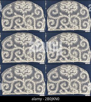 Fragment, flamand, XVIIe siècle, flamand, dentelle Bobbin, L. 9 x W. 6 1/2 pouces (22,9 x 16,5 cm), textiles-lacets Banque D'Images