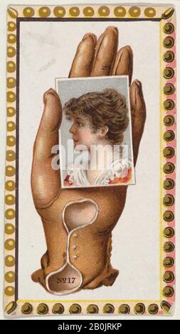 Émis par Allen & Ginter, numéro de carte 17, découpés de la bannière publicitaire de la série Opera Gants (G 29) pour Allen & Ginter Cigarettes, CA. 1890, lithographie de couleur commerciale, feuille : 3 1/8 x 1 3/4 po. (8 x 4,5 cm Banque D'Images