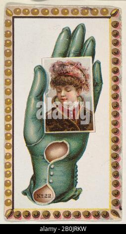 Émis par Allen & Ginter, numéro de carte 22, découpés de la bannière publicitaire de la série Opera Gants (G 29) pour Allen & Ginter Cigarettes, CA. 1890, lithographie de couleur commerciale, feuille : 3 1/8 x 1 3/4 po. (8 x 4,5 cm Banque D'Images