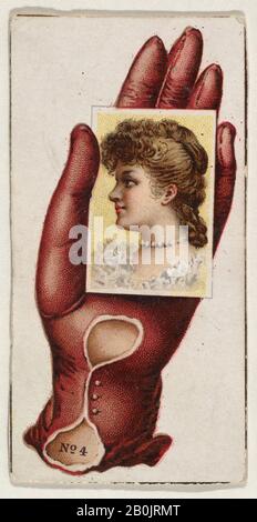 Émis par Allen & Ginter, numéro de carte 4, découpés de la bannière publicitaire de la série Opera Gants (G 29) pour Allen & Ginter Cigarettes, CA. 1890, lithographie de couleur commerciale, feuille : 3 1/8 x 1 3/4 po. (8 x 4,5 cm Banque D'Images