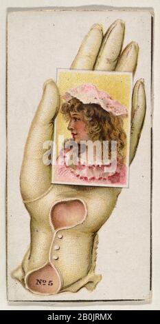 Émis par Allen & Ginter, numéro de carte 5, découpés de la bannière publicitaire de la série Opera Gants (G 29) pour Allen & Ginter Cigarettes, CA. 1890, lithographie de couleur commerciale, feuille : 3 1/8 x 1 3/4 po. (8 x 4,5 cm Banque D'Images