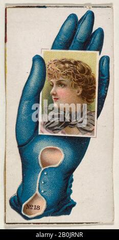 Émis par Allen & Ginter, numéro de carte 18, découpés de la bannière publicitaire de la série Opera Gants (G 29) pour Allen & Ginter Cigarettes, CA. 1890, lithographie de couleur commerciale, feuille : 3 1/8 x 1 3/4 po. (8 x 4,5 cm Banque D'Images
