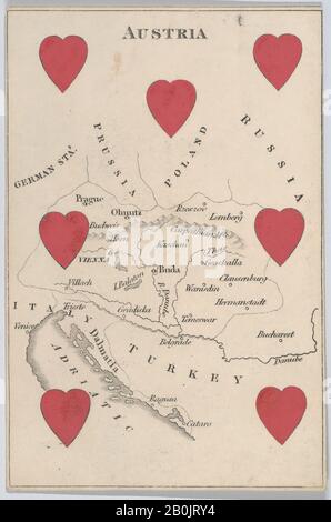 William et Henry Rock, Autriche de court Game of Geography, 1838–55, Gravure et coloration des mains (aquarelle), 3 3/4 × 2 1/2 in. (9,5 × 6,4 cm Banque D'Images