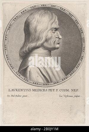 Lucas Vorsterman I, Portrait De Lorenzo De' Medici, Lucas Vorsterman I (Flamand, Zaltbommel 1595–1675 Anvers), Après Peter Paul Rubens (Flamand, Siegen 1577–1640 Anvers), Lorenzo De' Medici (Italien, Florence 1449–1492 Florence), 1610–50, Gravure; État Seulement, Feuille (7/4 × 7/4. (17,5 × 12,1 cm), tirages Banque D'Images