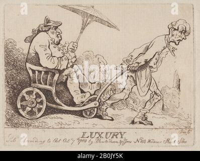 Thomas Rowlandson, luxe, 7 octobre 1780, gravure, imprimé à l'encre brune, plaque: 4 7/16 × 5 7/8 po. (11,2 × 15 cm), feuille : 5 7/8 × 9 3/4 po. (15 × 24,7 cm), tirages Banque D'Images