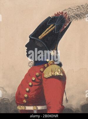 John Buncombe, demi-longueur silhouette d'un officier avec un chapeau à plumes, John Buncombe (britannique, née Newport, île de Wight, CA. 1809), 1825–1900, aquarelle, gouache, stylo et encre, feuille : 4 1/4 × 3 5/16 po. (10,8 × 8,4 cm Banque D'Images