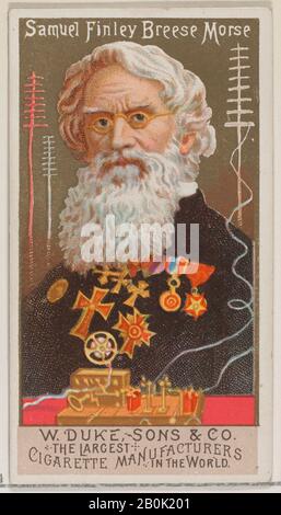 Publié par W. Duke, Sons & Co., Samuel Finley Breese Morse, de la série Great Americans (N 76) pour les cigarettes de marque Duke, 1888, lithographie de couleur commerciale, feuille: 2 3/4 × 1 1/2 po. (7 × 3,8 cm Banque D'Images