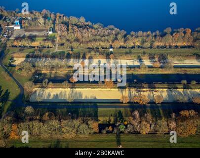 Photographie aérienne, GELSENWASTER AG Waterworks Haltern, bassin filtrant, Haltern am See, région de la Ruhr, Rhénanie-du-Nord-Westphalie, Allemagne, DE, Europe, comercia Banque D'Images