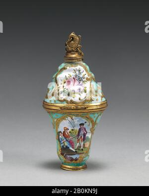 Senteur bouteille, britannique, Staffordshire, CA. 1760–1800, Anglais, Staffordshire, cuivre émaillé, hauteur : 3 7/8 po. (9,8 cm), Émaux Banque D'Images