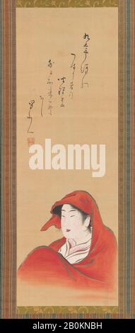 Attribué à Utagawa Toyoharu, Courtesan comme Daruma, Japon, période Edo (1615-1868), Attribué à Utagawa Toyoharu (japonais, 1735–1814), CA. 1800 ; inscription ca. 1810, Japon, défilement suspendu ; encre et couleur sur papier, image : 29 1/4 × 10 po. (74,3 × 25,4 cm), Peintures Banque D'Images