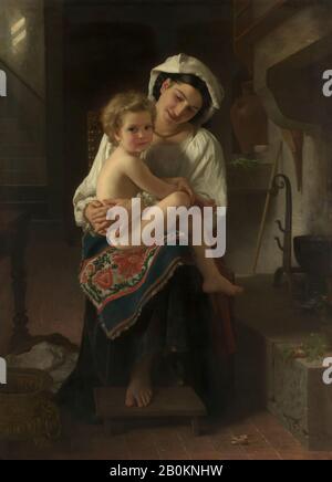 William Bouguereau, Jeune Mère Regardant Son Enfant, William Bouguereau (Français, La Rochelle 1825–1905 La Rochelle), 1871, Huile Sur Toile, 56 X 40 1/2 Po. (142,2 x 102,9 cm), Peintures Banque D'Images