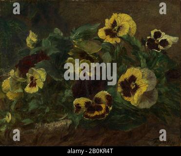 Henri Fantin-Latour, Pansies, Henri Fantin-Latour (français, Grenoble 1836–1904 Buré), 1903, huile sur toile, 9 x 11 1/8 in. (22,9 x 28,3 cm), Peintures Banque D'Images