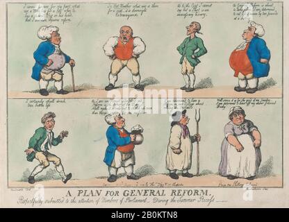 Thomas Rowlandson, un plan de réforme générale, soumis Respectueusement à l'attention des députés, Lors de la session d'été, Thomas Rowlandson (British, London 1757–1827 London), Après George Moutard Woodward (British, CA. 1760–1809 Londres), 29 août 1809, gravure de couleur Manuelle, feuille : 9 11/16 × 13 3/8 po. (24,6 × 34 cm), tirages Banque D'Images