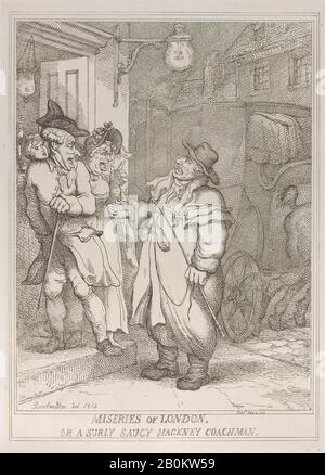 Thomas Rowlandson, Fausseries De Londres, Ou Un Sully Saucy Hackney Coachman, Thomas Rowlandson (British, Londres 1757–1827 Londres), 4 Juin 1814, Etching, Plate: 13 7/8 × 9 13/16 In. (35,3 × 25 cm), feuille : 19 5/8 × 13 11/16 po. (49,8 × 34,8 cm), tirages Banque D'Images