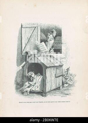 J. J. Grandville, «Quand nous ne voulons pas voir l'aube monter, nous ne nous soucions pas d'un voisin comme ça!» de scènes de la vie privée et publique des animaux, scènes de la vie privée et publique des animaux, J. J. J. Grandville (français, Nancy 1803–1847 Vanves), Louis-Henri Brevière (Français, Forges-Les-Eaux 1797–1869 Hyers), Honoré De Balzac (Français, Tours 1799–1850 Paris), Ca. 1842, Gravure, Feuille (Taillée) : 10 5/16 × 7 1/4 Po. (26,2 × 18,4 cm), tirages Banque D'Images