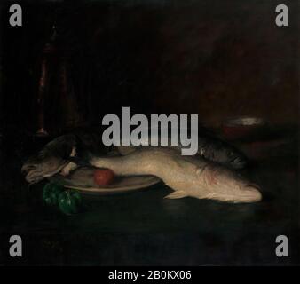 William Merritt Chase, Still Life: Fish, Américain, William Merritt Chase (Américain, Williamsburg, Indiana 1849–1916 New York), En 1908, Américain, Huile Sur Toile, 40 1/8 X 45 1/16 In. (101,9 x 114,5 cm), Peintures Banque D'Images