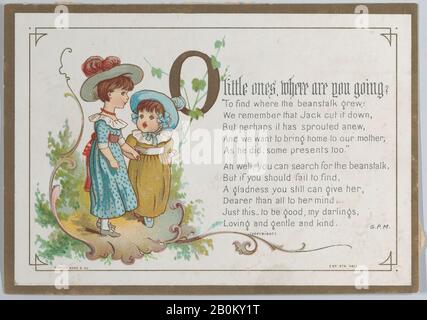 Kate Greenaway, Valentine, Kate Greenaway (British, Londres 1846–1901 Londres), 1877, Carte Blanche, Chromolithographie, Largeur : 2 3/8 Po. (6 cm), longueur: 3 13/16 po. (9,7 cm Banque D'Images