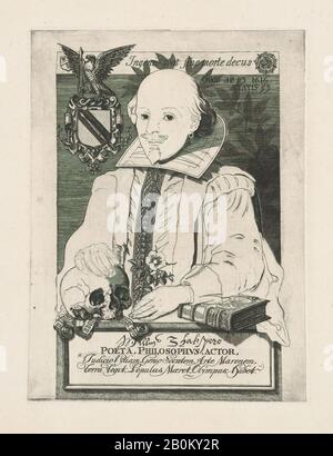 Charles William Sherborn, William Shakespeare, Charles William Sherborn (britannique, Londres 1831–1912 Londres), Gravure; deuxième état de neuf, plaque: 6 1/8 × 4 1/2 in. (15,5 × 11,4 cm), feuille : 8 1/16 × 7 1/2 po. (20,5 × 19,1 cm), tirages Banque D'Images