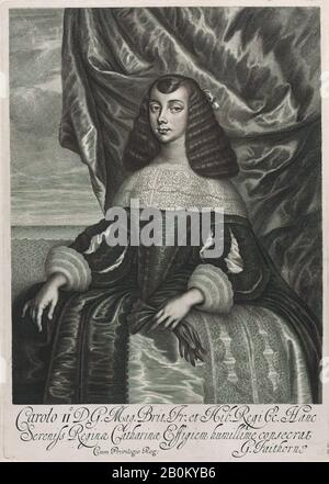 William Faithorne The Elder, Catherine de Braganza, William Faithorne The Elder (Britannique, Londres CA. 1616–1691 Londres), Après Dirck Stoop (néerlandais, Utrecht 1610/18–1681/86 Utrecht), la reine Catherine de Braganza (portugais, Alentejo 1638–1705 Lisbonne, règne 1662–1685), 1662, Gravure; deuxième état de trois, plaque: 13 1/8 × 9 5/16 in. (33,4 × 23,7 cm), feuille : 13 3/8 × 9 7/16 po. (33,9 × 24 cm), tirages Banque D'Images