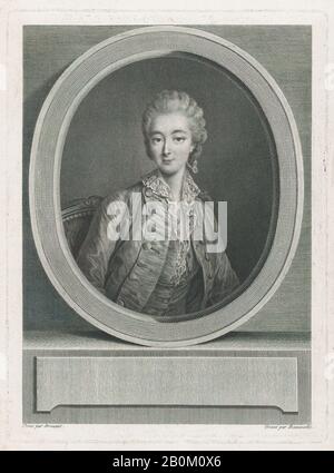 Et graveur Jacques Firmin Beauvarlet, Portrait de Madame du Barry, après Drouais, Après François Hubert Drouais (français, Paris 1727–1775 Paris), 1760–90, gravure et gravure; deuxième état, feuille : 9 3/8 × 12 9/16 in. (23,8 × 31,9 cm), plaque : 8 3/4 × 11 15/16 po. (22,3 × 30,3 cm), tirages Banque D'Images