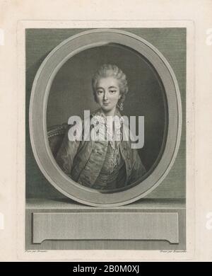 Et graveur Jacques Firmin Beauvarlet, Portrait de Madame du Barry, après Drouais, Après François Hubert Drouais (français, Paris 1727–1775 Paris), 1760–90, gravure et gravure; deuxième état, feuille : 13 3/4 × 11 5/16 in. (34,9 × 28,7 cm), plaque : 11 15/16 × 8 7/8 po. (30,4 × 22,6 cm), tirages Banque D'Images