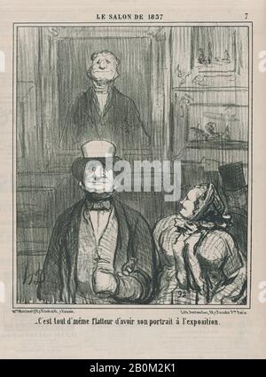 Honoré Daumier, l'est tout d'entre moi flateur d'avoir son portrait à l'exposition, du salon de 1857, publié dans le Charivari, 31 août 1857, le salon de 1857, Honoré Daumier (français, Marseille 1808–1879 Valmondois), 31 août 1857, Lithographe Delterint, deuxième état : 14 7/16 × 9 3/4 po. (36,7 × 24,8 cm), image : 9 13/16 × 8 1/8 po. (25 × 20,7 cm), tirages Banque D'Images