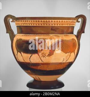 Attribué à Sophilos, volute-krater En Terre Cuite (vase pour mélanger le vin et l'eau), grec, Attique, archaïque, date début du 6ème siècle avant J.-C., grec, Attique, Terre Cuite; figure noire, Dans L'Ensemble: 19 3/8 x 21 13/16". (49,2 x 55,4 cm), diamètre 17 (45,4 cm), Vases Banque D'Images