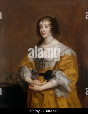 Anthony van Dyck, Reine Henrietta Maria, Anthony van Dyck (Flamand, Anvers 1599–1641 Londres), 1636, huile sur toile, 41 5/8 × 33 1/4 in. (105,7 × 84,5 cm), Peintures Banque D'Images