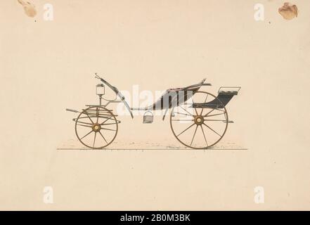 Brewster & Co., Design For Driving Phaeton, Brewster & Co. (Américain, New York), Ca. 1870, lithographie Colorée, feuille : 6 3/8 x 8 11/16 po. (16,2 x 22,1 cm), tirages Banque D'Images