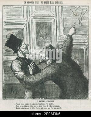 Honoré Daumier, un peintre fantastique, d'UN croquis du salon, publié dans le Charivari, 11 mai 1865, 'A sketch from the salon' (Un croquis pris au salon), Honoré Daumier (français, Marseille 1808–1879 Valmondois), 11 mai 1865, Lithographe sur papier journal; deuxième état de Delteil (deux états) : 9 5/16 × 8 9/16 po. (23,7 × 21,8 cm), feuille : 11 5/8 × 10 7/8 po. (29,5 × 27,7 cm), tirages Banque D'Images