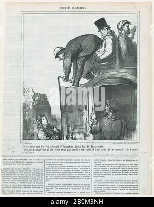 Honoré Daumier, Mon ami, vous avez pris le mauvais bus, sortir rapidement!, à partir de "croquis parisiens", publié dans le Charivari, 31 janvier 1866, "News of the day" (Actualités), Honoré Daumier (Français, Marseille 1808–1879 Valmondois), 31 janvier 1866, Lithographe sur papier journal; Delteil, deuxième état: 9 5/16 × 8 3/8 in. (23,7 × 21,3 cm), feuille : 14 1/8 po. × 11 po. (35,9 × 28 cm), tirages Banque D'Images