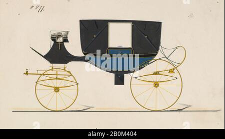 Brewster & Co., Design for Landau, no 877, Brewster & Co. (Américain, New York), deuxième moitié du XIXe siècle, aquarelle et encre, feuille : 6 po. × 9 3/4 po. (15,2 × 24,8 cm), mises en plan Banque D'Images