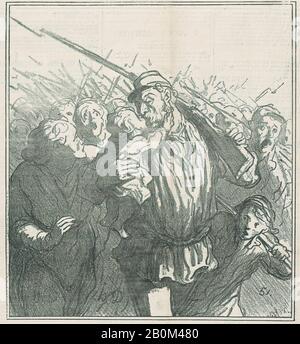 Honoré Daumier, la République nous appelle! Soyons victorieux ou mourons, de 'News of the day', publié dans le Charivari, 20 septembre 1870, 'News of the day' (Actualités), Honoré Daumier (français, Marseille 1808–1879 Valmondois), 20 septembre 1870, Lithographe sur papier journal; deuxième état de deux (Delteil), 3/4 image : (24,7 × 22,3 cm), feuille : 11 9/16 × 9 15/16 po. (29,3 × 25,3 cm), tirages Banque D'Images